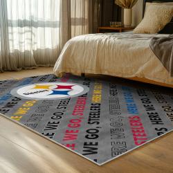 NFL Pittsburgh Steelers Football Team Logo Sport Carpet Area Rug Home Decor Gift PSW190