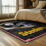 nfl pittsburgh steelers football team logo sport carpet area rug home decor bed room psw210