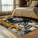 nfl pittsburgh steelers football team logo sport carpet area rug home decor bed room psw231