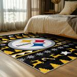 nfl pittsburgh steelers football team logo sport carpet area rug home decor bed room psw232