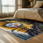 nfl pittsburgh steelers football team logo sport carpet area rug home decor bed room psw234
