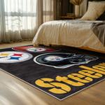 nfl pittsburgh steelers football team logo sport carpet area rug home decor bed room psw238