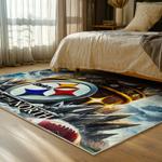 nfl pittsburgh steelers football team logo sport carpet area rug home decor bed room psw245