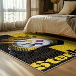 nfl pittsburgh steelers football team logo sport carpet area rug home decor bed room psw249