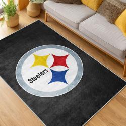 nfl pittsburgh steelers football team logo sport carpet area rug home decor living room psw101