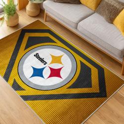 nfl pittsburgh steelers football team logo sport carpet area rug home decor living room psw103