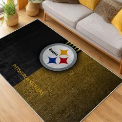 nfl pittsburgh steelers football team logo sport carpet area rug home decor living room psw104