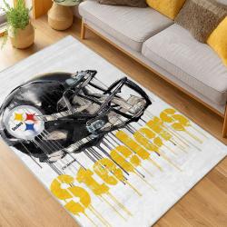 nfl pittsburgh steelers football team logo sport carpet area rug home decor living room psw107