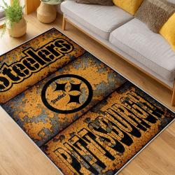 nfl pittsburgh steelers football team logo sport carpet area rug home decor living room psw108