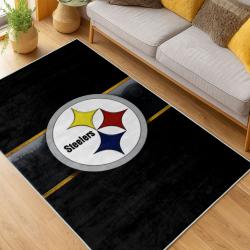 nfl pittsburgh steelers football team logo sport carpet area rug home decor living room psw110
