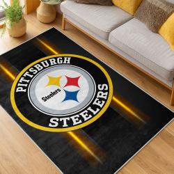 nfl pittsburgh steelers football team logo sport carpet area rug home decor living room psw112