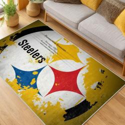 nfl pittsburgh steelers football team logo sport carpet area rug home decor living room psw115