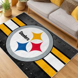 nfl pittsburgh steelers football team logo sport carpet area rug home decor living room psw117