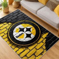 nfl pittsburgh steelers football team logo sport carpet area rug home decor living room psw118