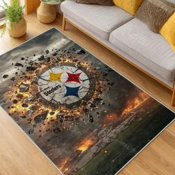 nfl pittsburgh steelers football team logo sport carpet area rug home decor living room psw119