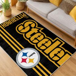 nfl pittsburgh steelers football team logo sport carpet area rug home decor living room psw120