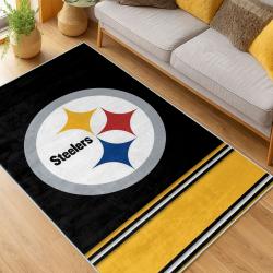 nfl pittsburgh steelers football team logo sport carpet area rug home decor living room psw122