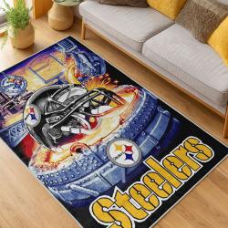 nfl pittsburgh steelers football team logo sport carpet area rug home decor living room psw123
