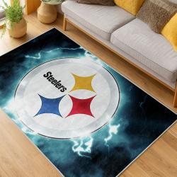 nfl pittsburgh steelers football team logo sport carpet area rug home decor living room psw125