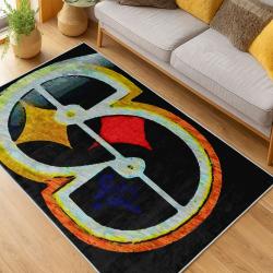nfl pittsburgh steelers football team logo sport carpet area rug home decor living room psw126