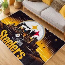 nfl pittsburgh steelers football team logo sport carpet area rug home decor living room psw131