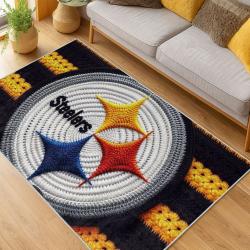 nfl pittsburgh steelers football team logo sport carpet area rug home decor living room psw134