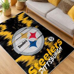 nfl pittsburgh steelers football team logo sport carpet area rug home decor living room psw135