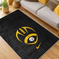 nfl pittsburgh steelers football team logo sport carpet area rug home decor living room psw136