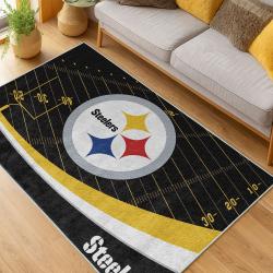 nfl pittsburgh steelers football team logo sport carpet area rug home decor living room psw140