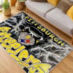 nfl pittsburgh steelers football team logo sport carpet area rug home decor living room psw142