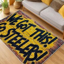 nfl pittsburgh steelers football team logo sport carpet area rug home decor living room psw143