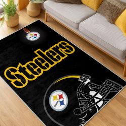 nfl pittsburgh steelers football team logo sport carpet area rug home decor living room psw146