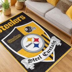 nfl pittsburgh steelers football team logo sport carpet area rug home decor living room psw147