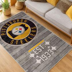 nfl pittsburgh steelers football team logo sport carpet area rug home decor living room psw151