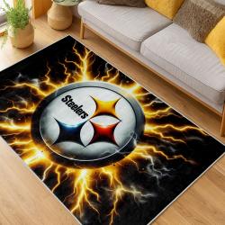 nfl pittsburgh steelers football team logo sport carpet area rug home decor living room psw155