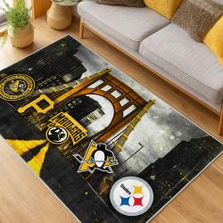 nfl pittsburgh steelers football team logo sport carpet area rug home decor living room psw156