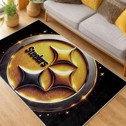nfl pittsburgh steelers football team logo sport carpet area rug home decor living room psw158