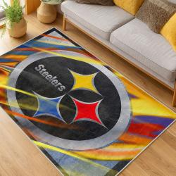 nfl pittsburgh steelers football team logo sport carpet area rug home decor living room psw161