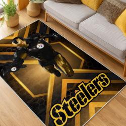 nfl pittsburgh steelers football team logo sport carpet area rug home decor living room psw164