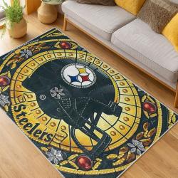 nfl pittsburgh steelers football team logo sport carpet area rug home decor living room psw165