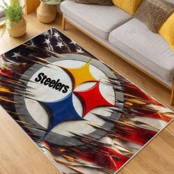 nfl pittsburgh steelers football team logo sport carpet area rug home decor living room psw166