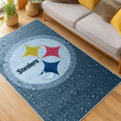 nfl pittsburgh steelers football team logo sport carpet area rug home decor living room psw167