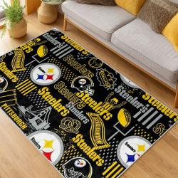 nfl pittsburgh steelers football team logo sport carpet area rug home decor living room psw169