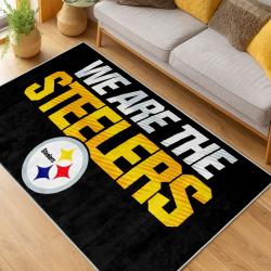 nfl pittsburgh steelers football team logo sport carpet area rug home decor living room psw171