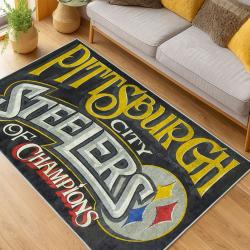 nfl pittsburgh steelers football team logo sport carpet area rug home decor living room psw173