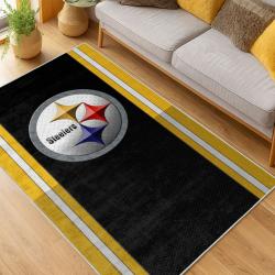 nfl pittsburgh steelers football team logo sport carpet area rug home decor living room psw175