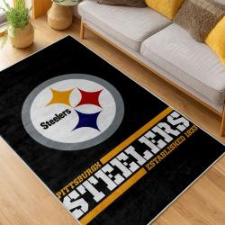 nfl pittsburgh steelers football team logo sport carpet area rug home decor living room psw176