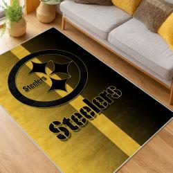 nfl pittsburgh steelers football team logo sport carpet area rug home decor living room psw177