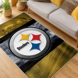 nfl pittsburgh steelers football team logo sport carpet area rug home decor living room psw181