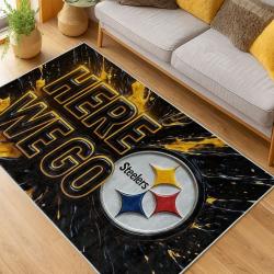 nfl pittsburgh steelers football team logo sport carpet area rug home decor living room psw182